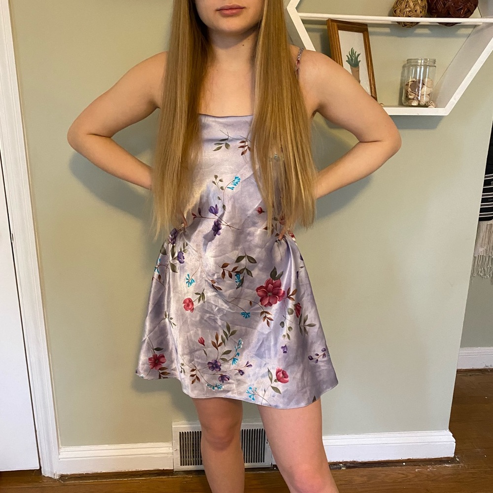 Purple floral slip dress